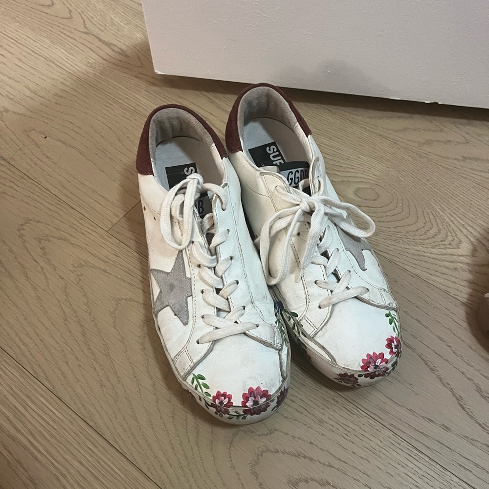 Hand painted golden goose sneakers